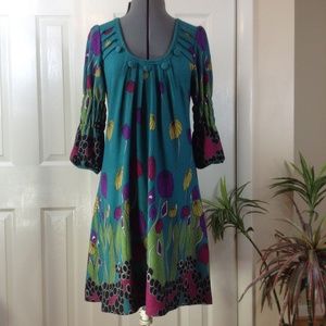 Funky People Jewel-Tone Floral Print Knit Dress